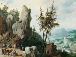 Rotslandschap met reizigers